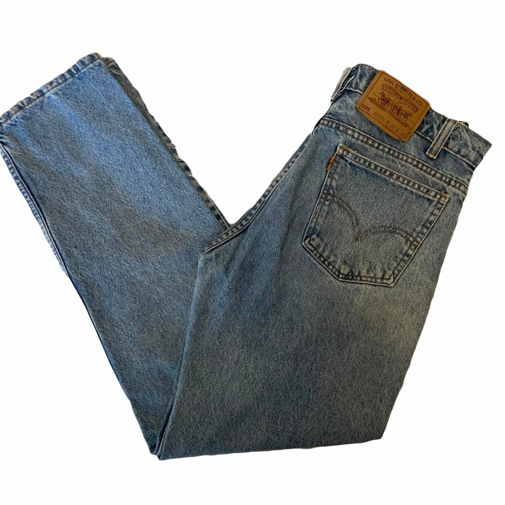 Levis Orange Tab Mens 505 Straight Leg Jeans Blue Regular Fit Vintage 32 x 30